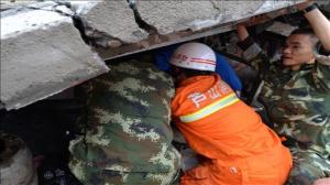 Rescuers at the China earthquake, April 2013.
